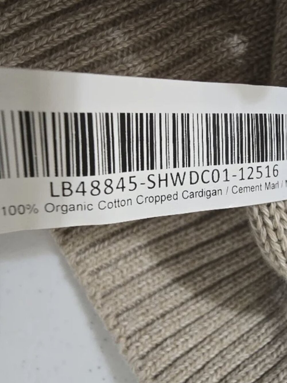 Quince 100% Organic Cotton Cropped Cardigan in Cement Marl - Picture 14 of 14